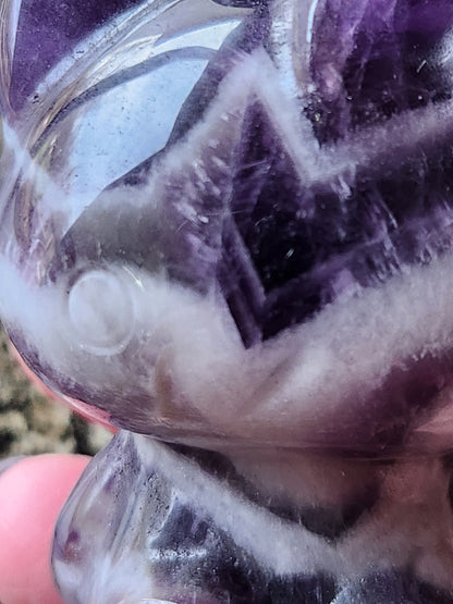 Carved Dream Amethyst Hello Kitty Figurine: Chevron Crystal Stone