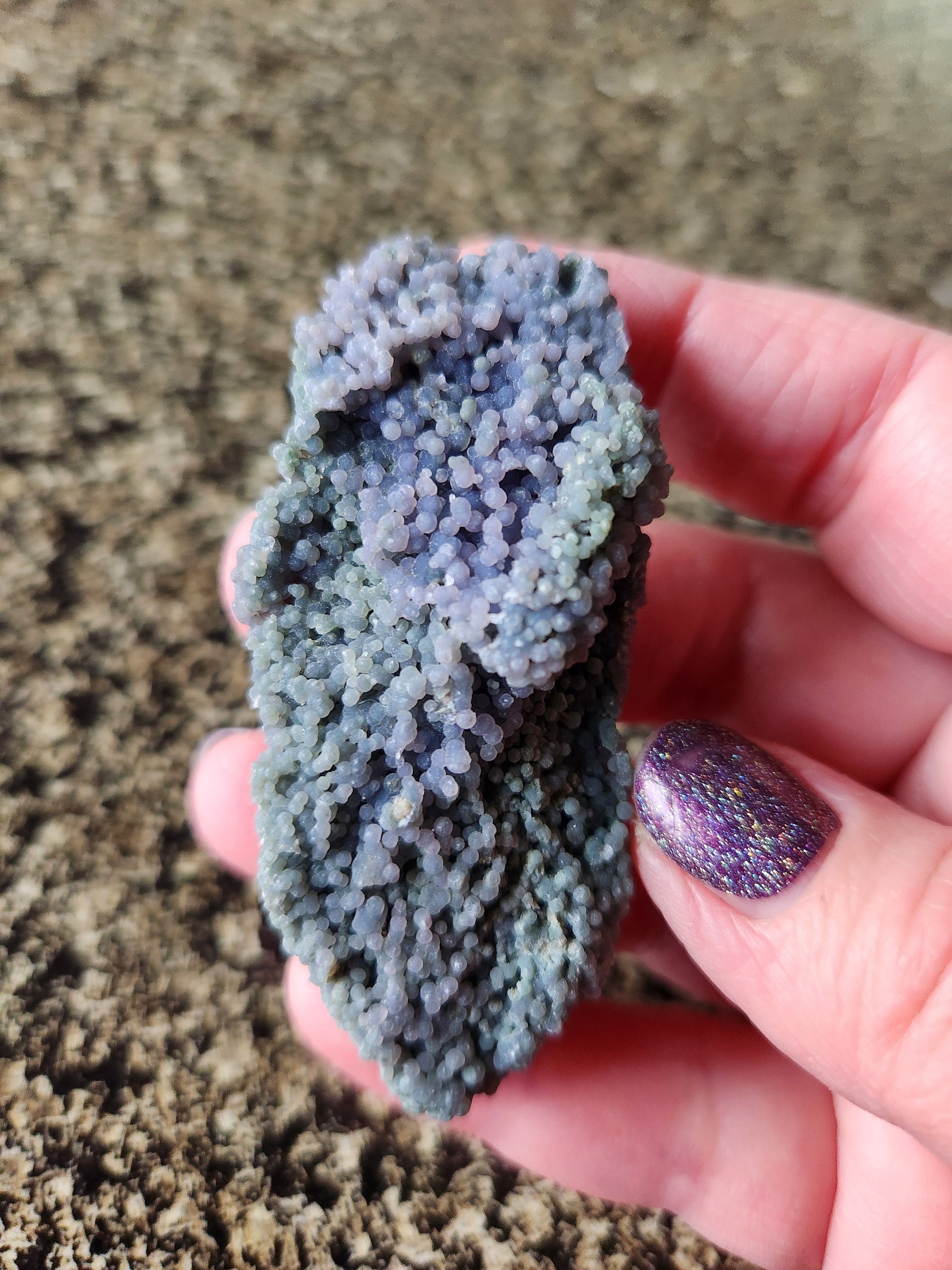 Beautiful Rare Grape Agate Crystal Rock Specimen, Bi-colored Purple & Green, Purple Chalcedony