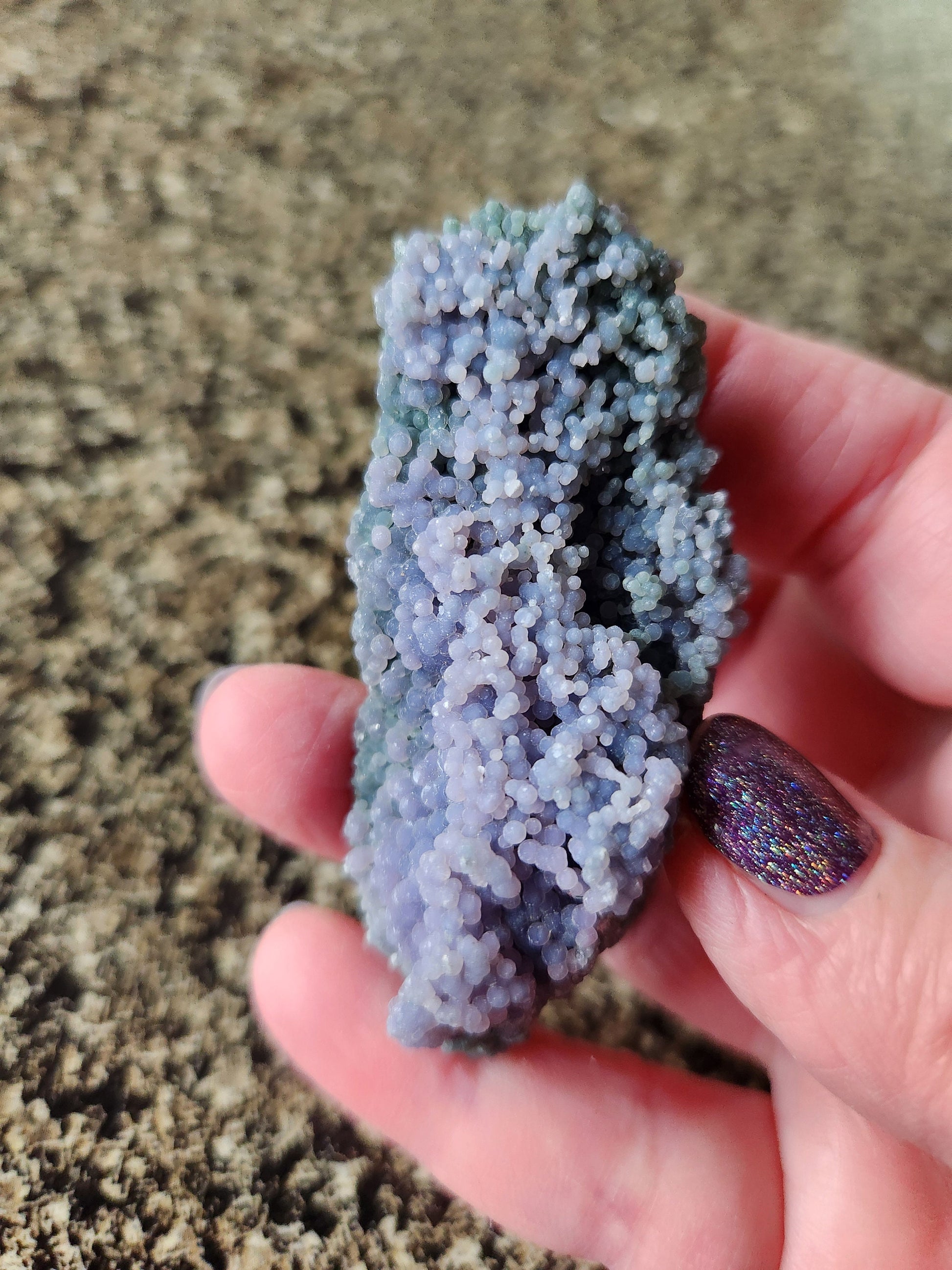 Beautiful Rare Grape Agate Crystal Rock Specimen, Bi-colored Purple & Green, Purple Chalcedony