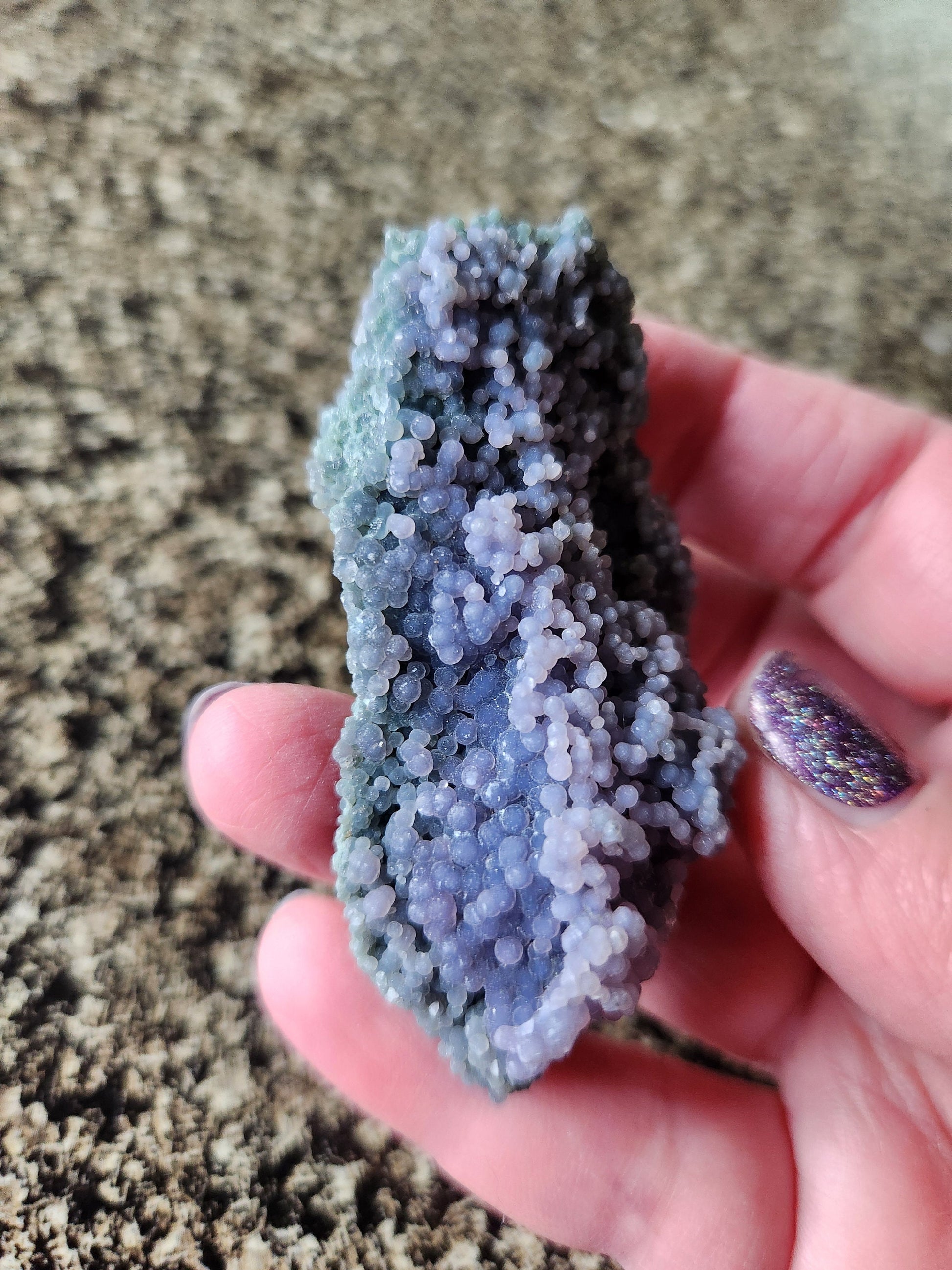 Beautiful Rare Grape Agate Crystal Rock Specimen, Bi-colored Purple & Green, Purple Chalcedony