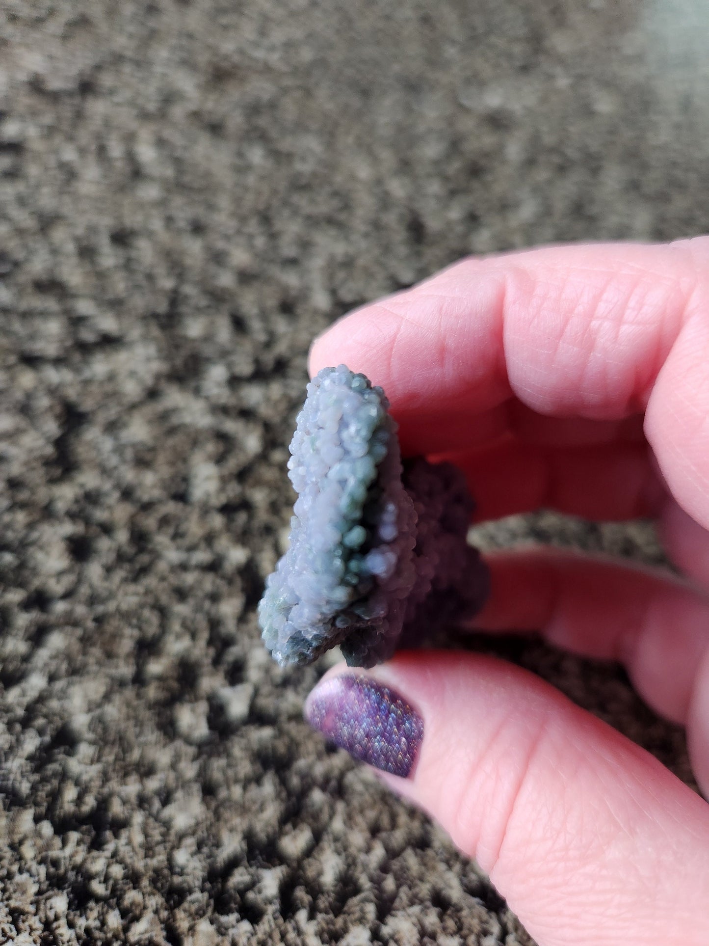 Beautiful Rare Grape Agate Crystal Rock Specimen, Bi-colored Purple & Green, Purple Chalcedony