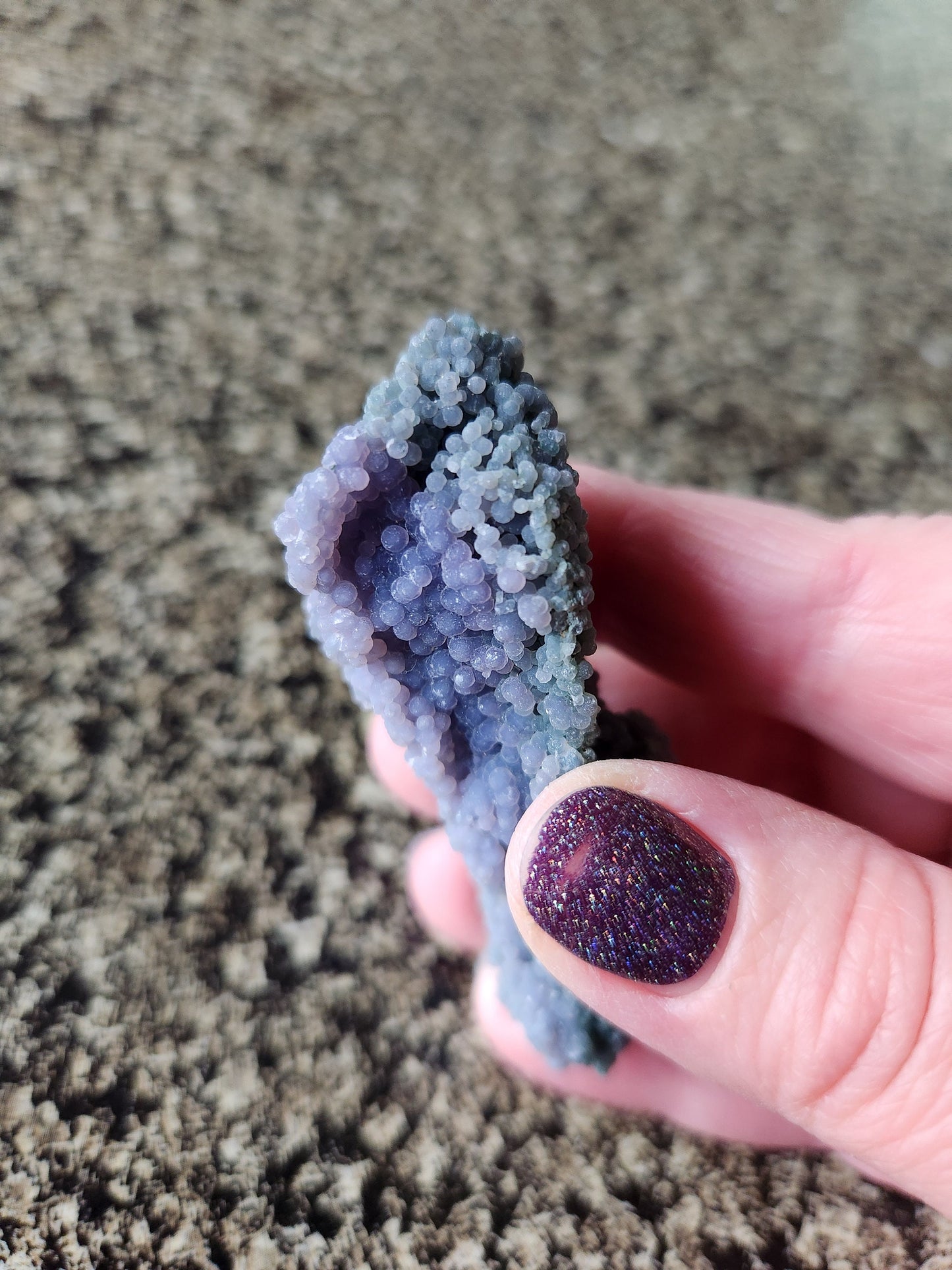 Beautiful Rare Grape Agate Crystal Rock Specimen, Bi-colored Purple & Green, Purple Chalcedony