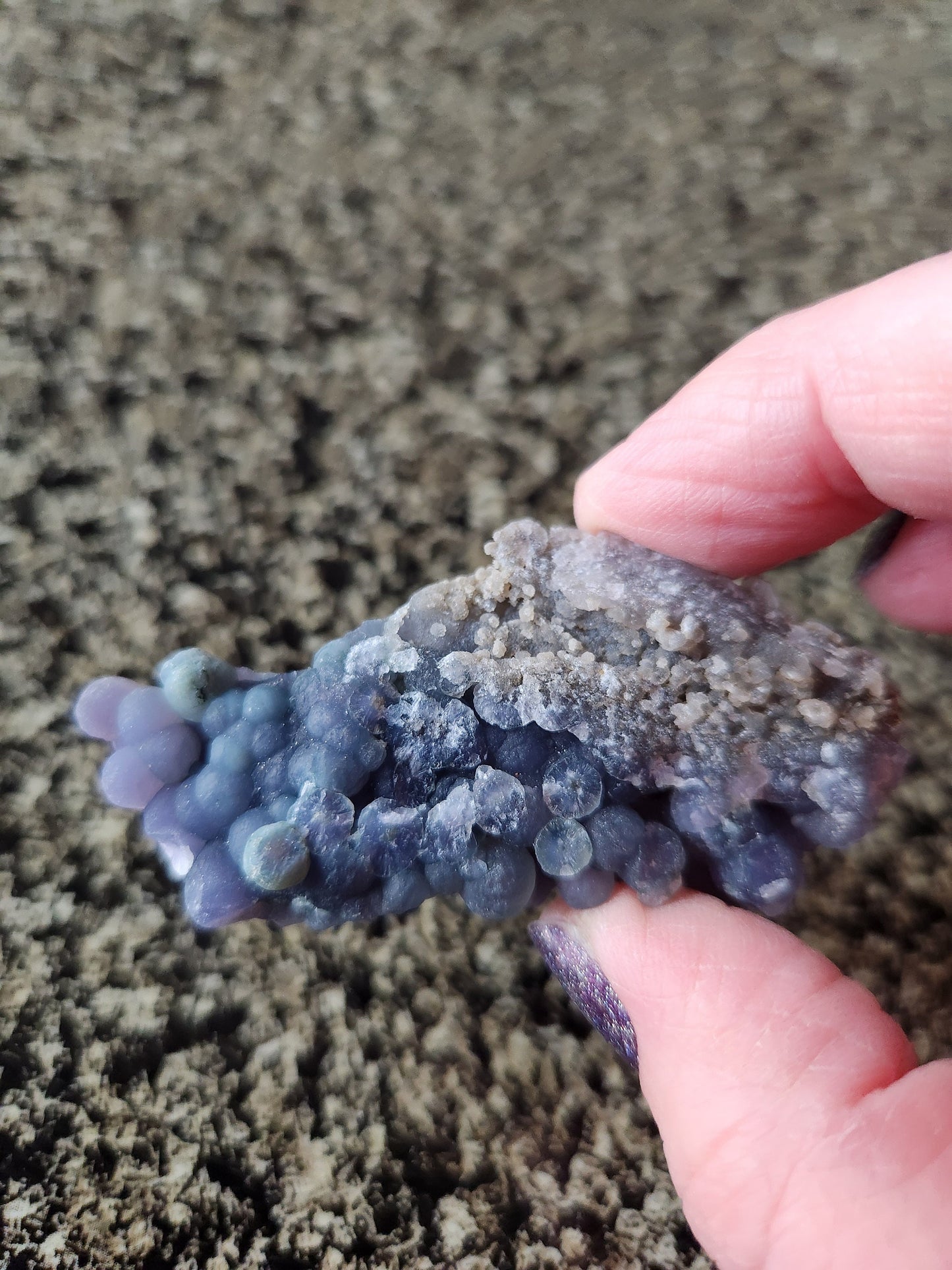 Rare Bi-Color Grape Agate Crystal Specimen: Purple & Green Chalcedony Rock