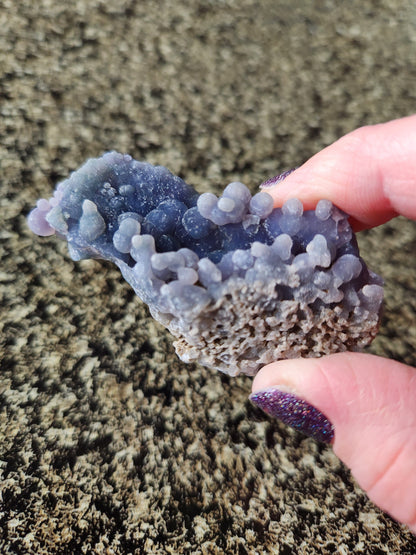Rare Bi-Color Grape Agate Crystal Specimen: Purple & Green Chalcedony Rock