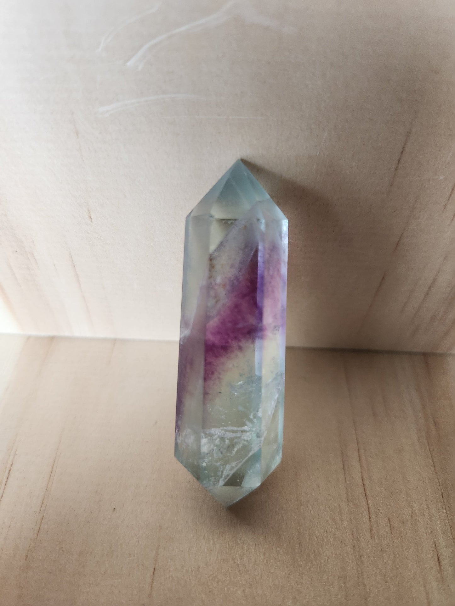 Gorgeous AAA Green & Purple Fluorite Crystal DT, Double Terminated Point