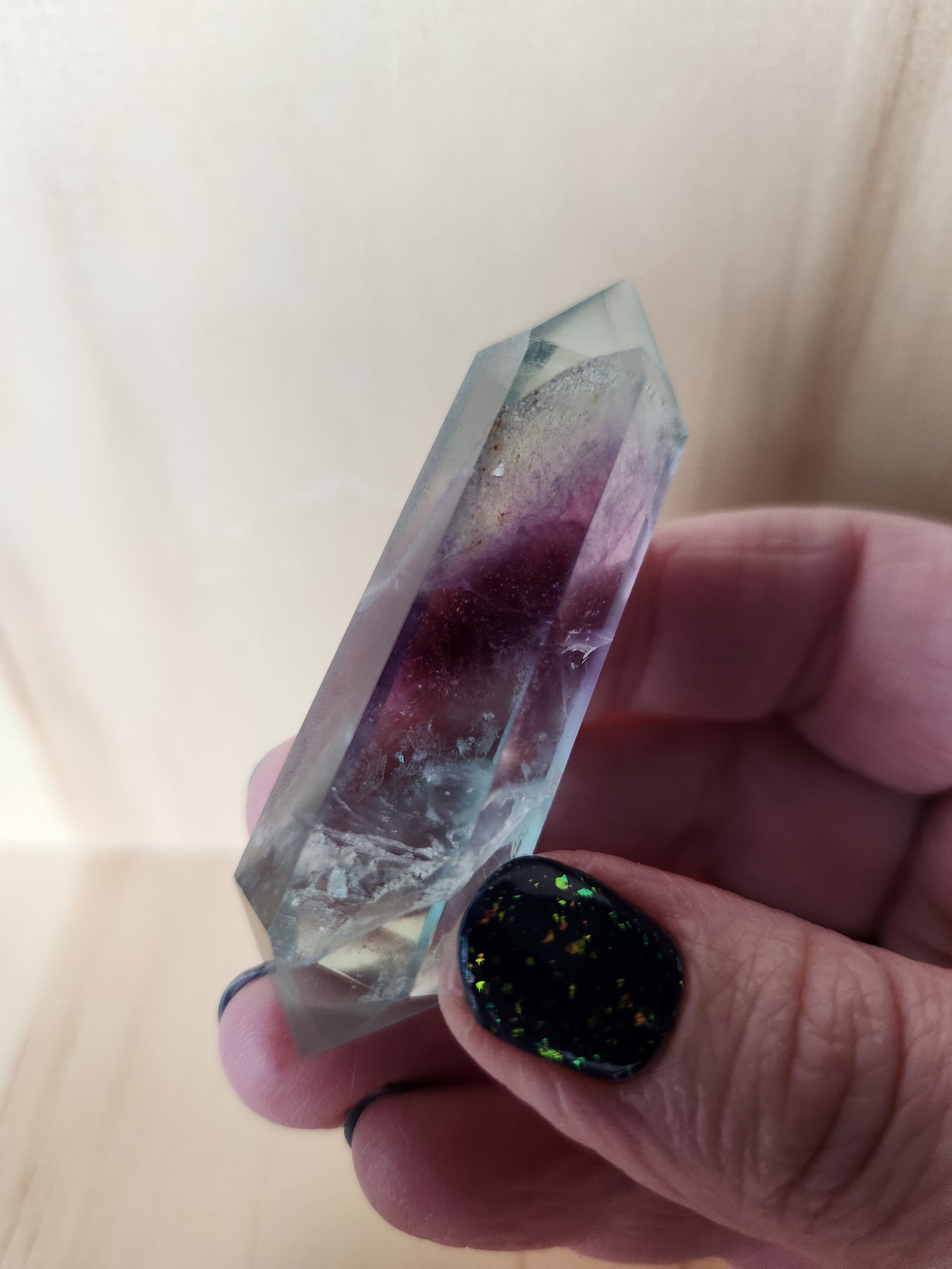 AAA Green & Purple Fluorite Crystal DT Point Wand