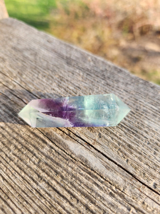 Gorgeous AAA Green & Purple Fluorite Crystal DT, Double Terminated Point