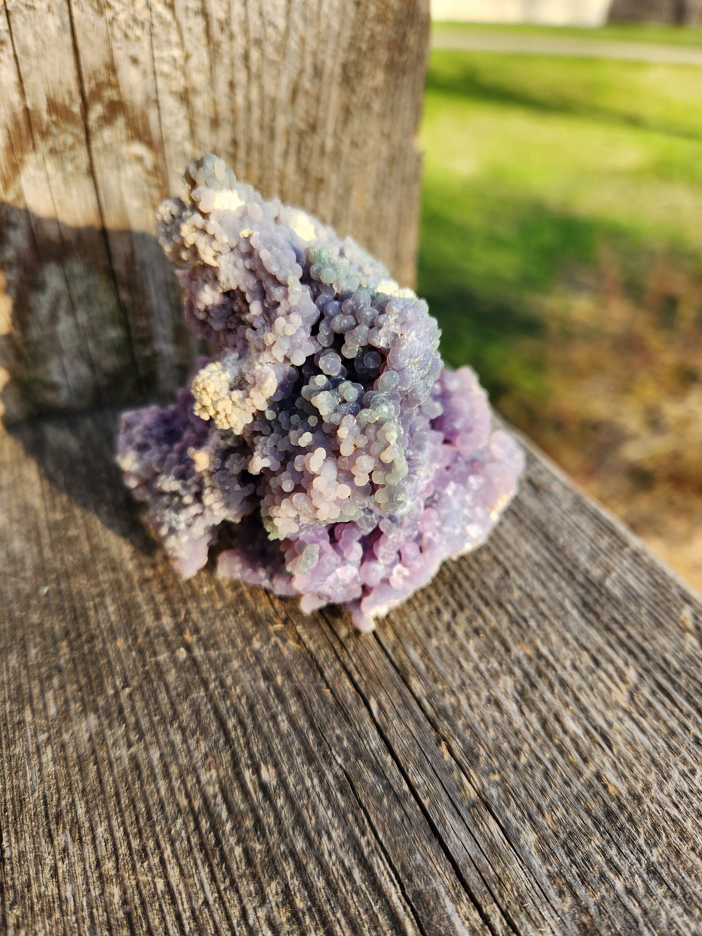 Beautiful Rare Grape Agate Crystal Rock Specimen, Bi-colored Purple & Green, Purple Chalcedony