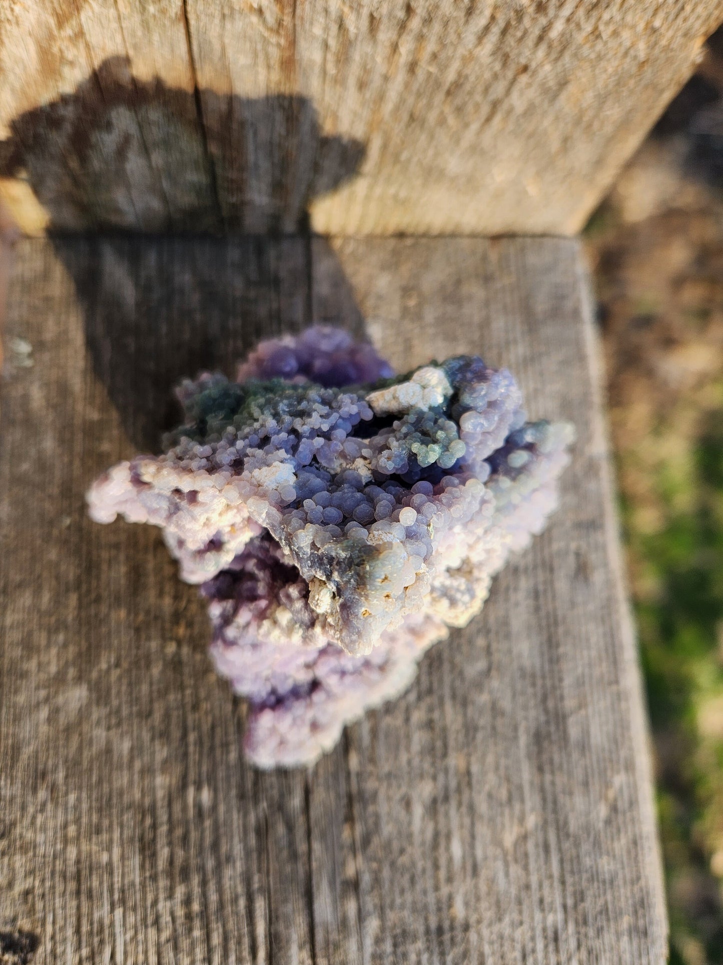 Beautiful Rare Grape Agate Crystal Rock Specimen, Bi-colored Purple & Green, Purple Chalcedony