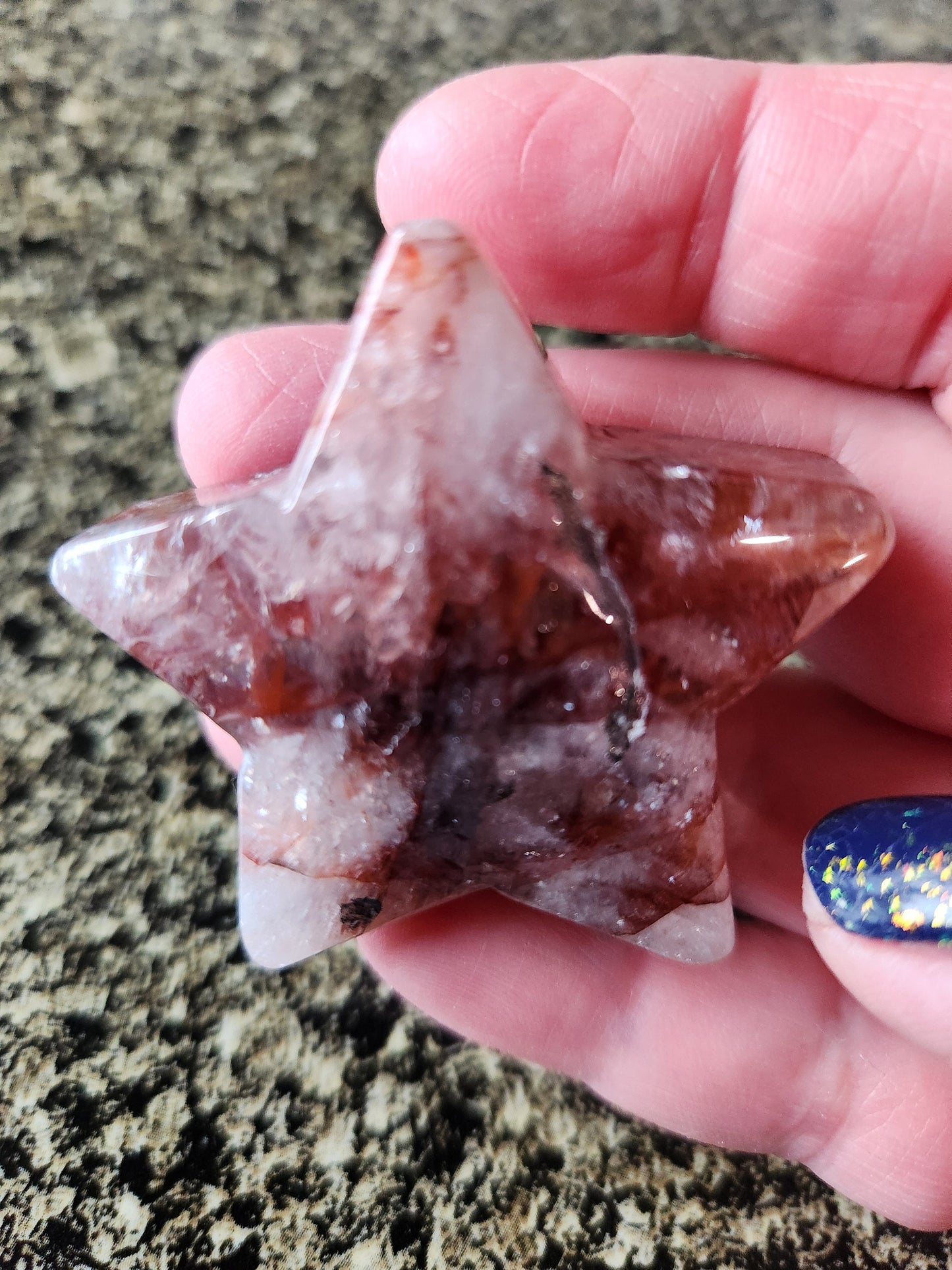 Beautiful 5 Point Fire Quartz Crystal Small Star with High Polish