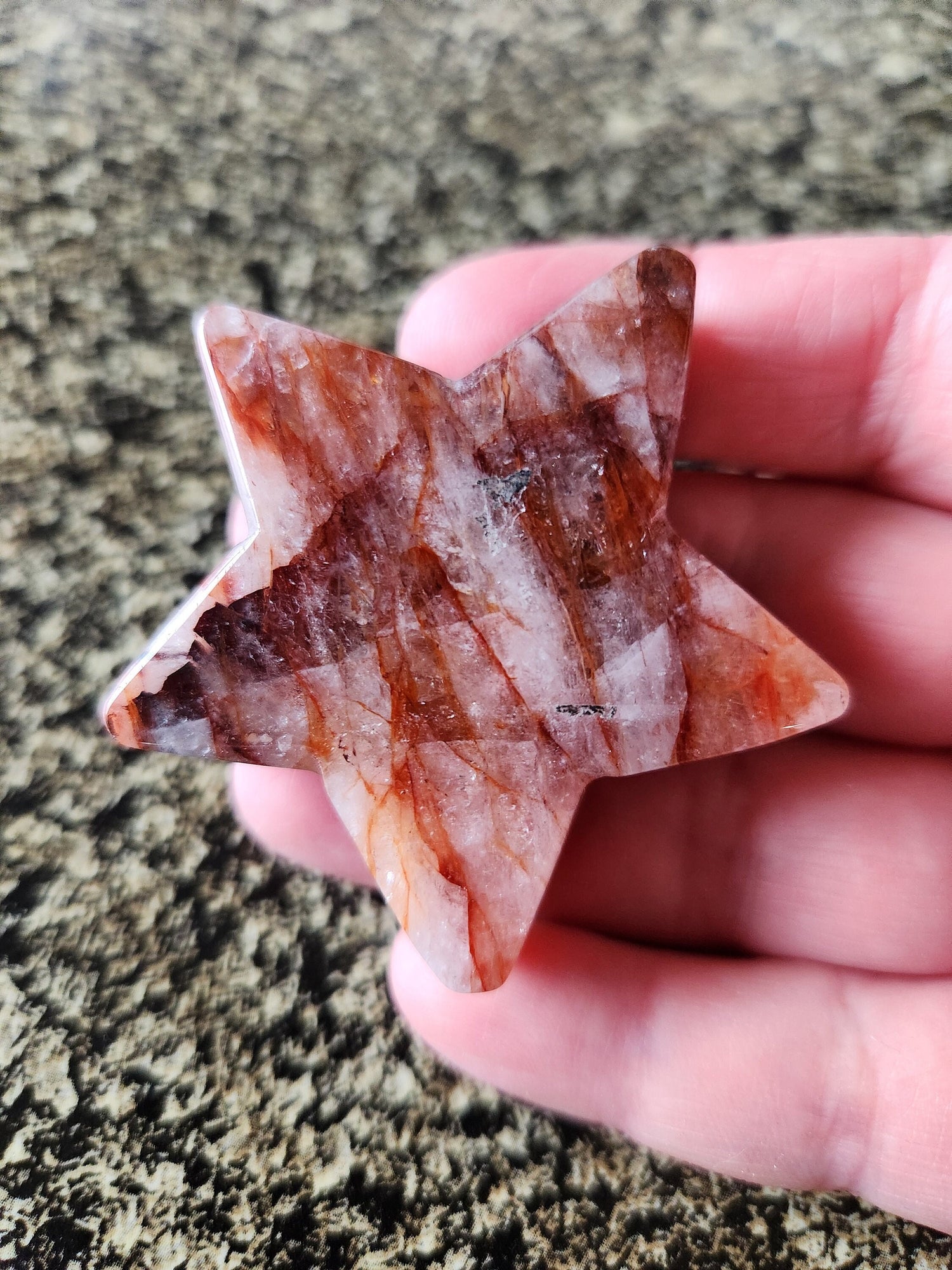 Beautiful 5 Point Fire Quartz Crystal Small Star with High Polish