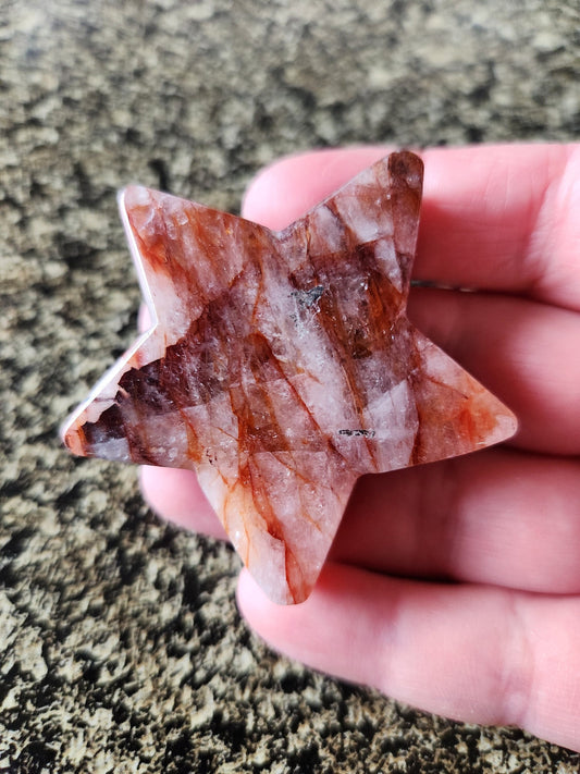 Beautiful 5 Point Fire Quartz Crystal Small Star with High Polish