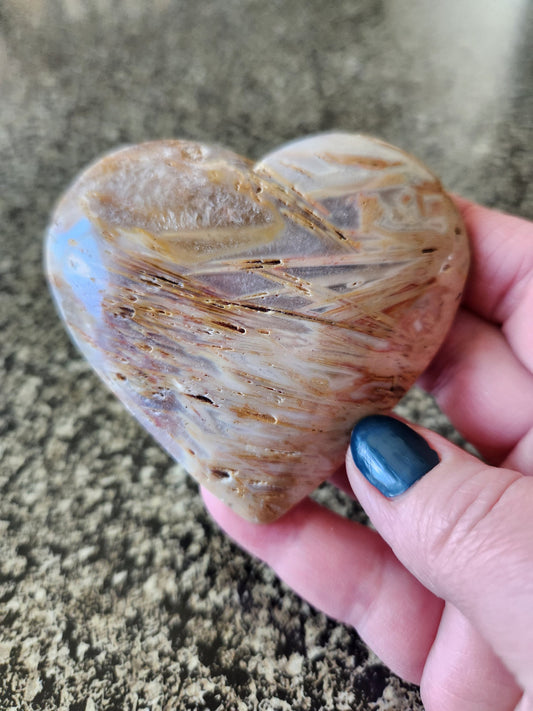 Gorgeous Druzy High Polished Bahia Jasper Crystal Druzy Heart