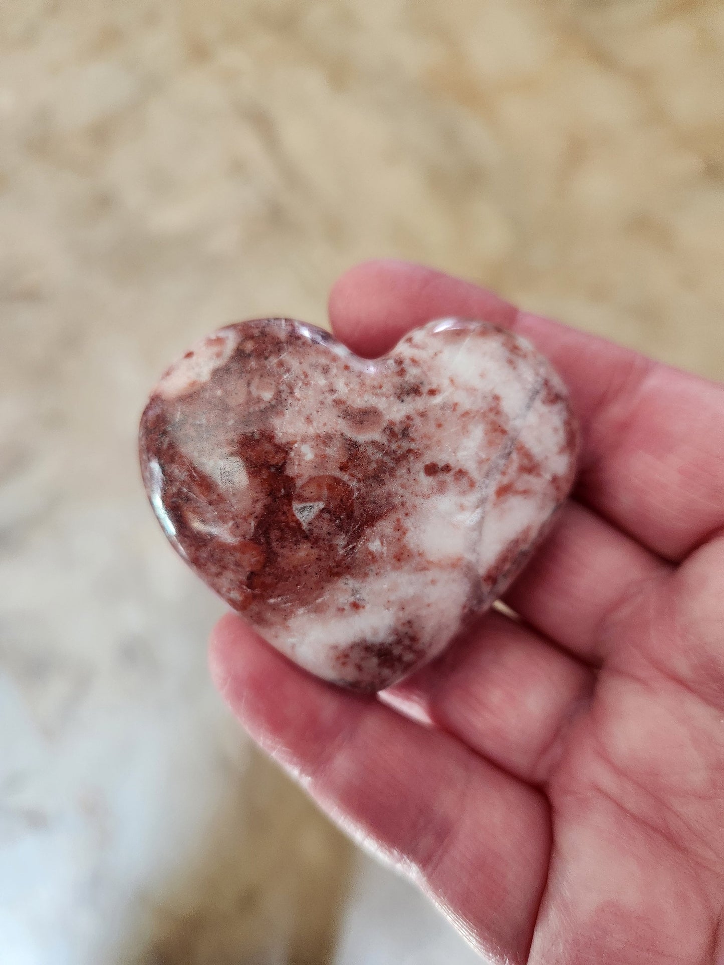 Gorgeous AAA Buttery High Polished Strawberry Onyx Crystal Heart with Druzy