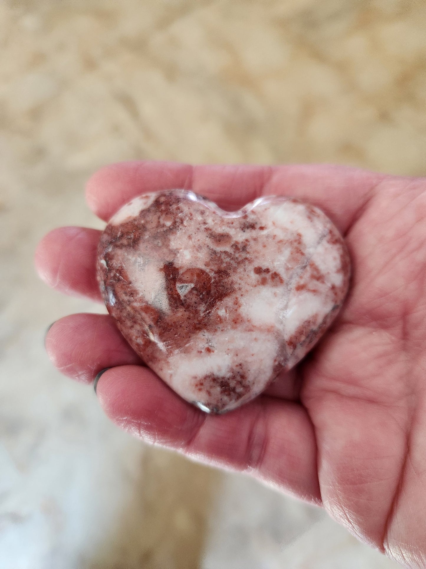 Gorgeous AAA Buttery High Polished Strawberry Onyx Crystal Heart with Druzy