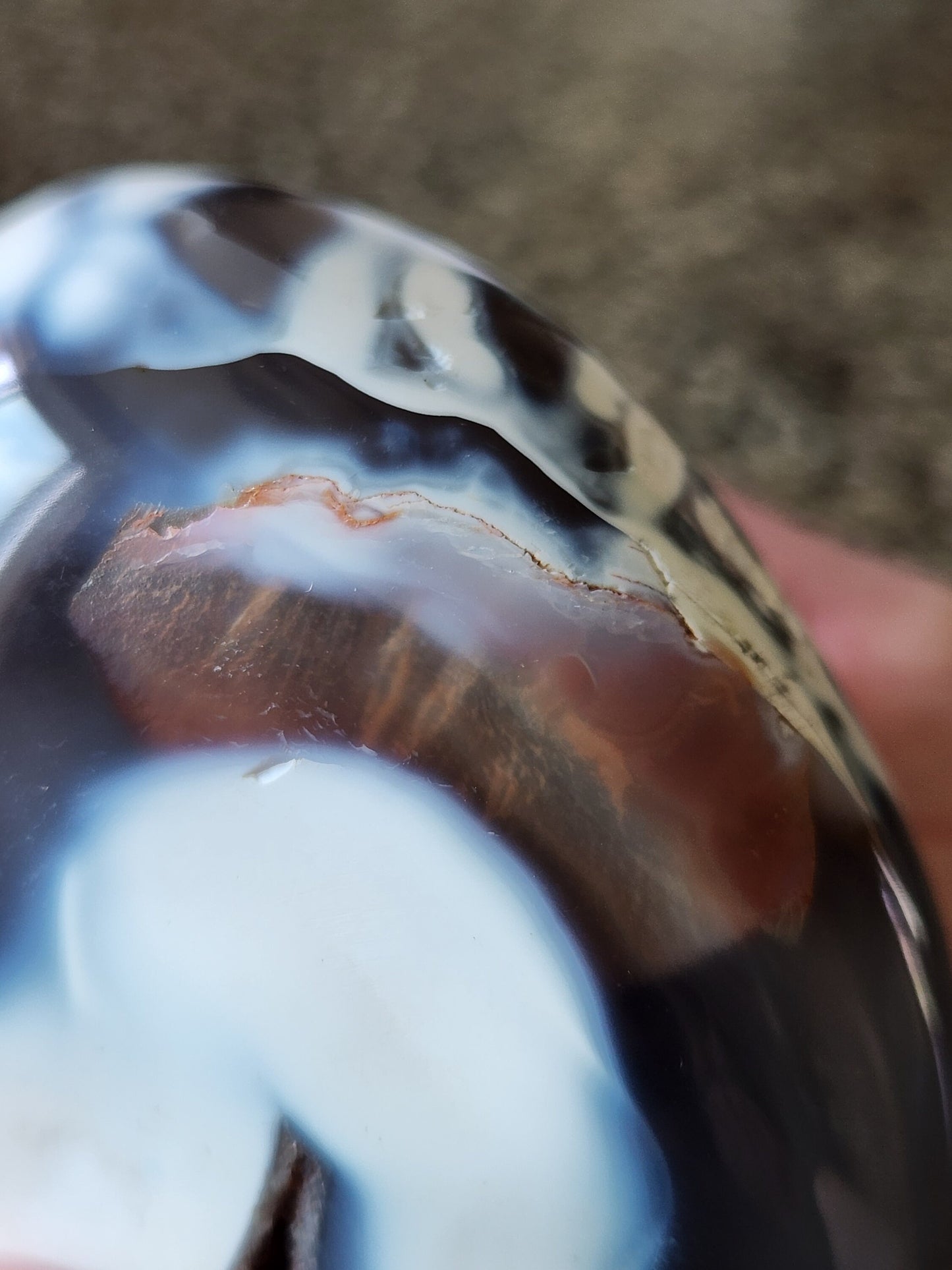 Pretty Orca Agate Crystal Flame with Buttery High Polish Rare, with Druzy Pocket