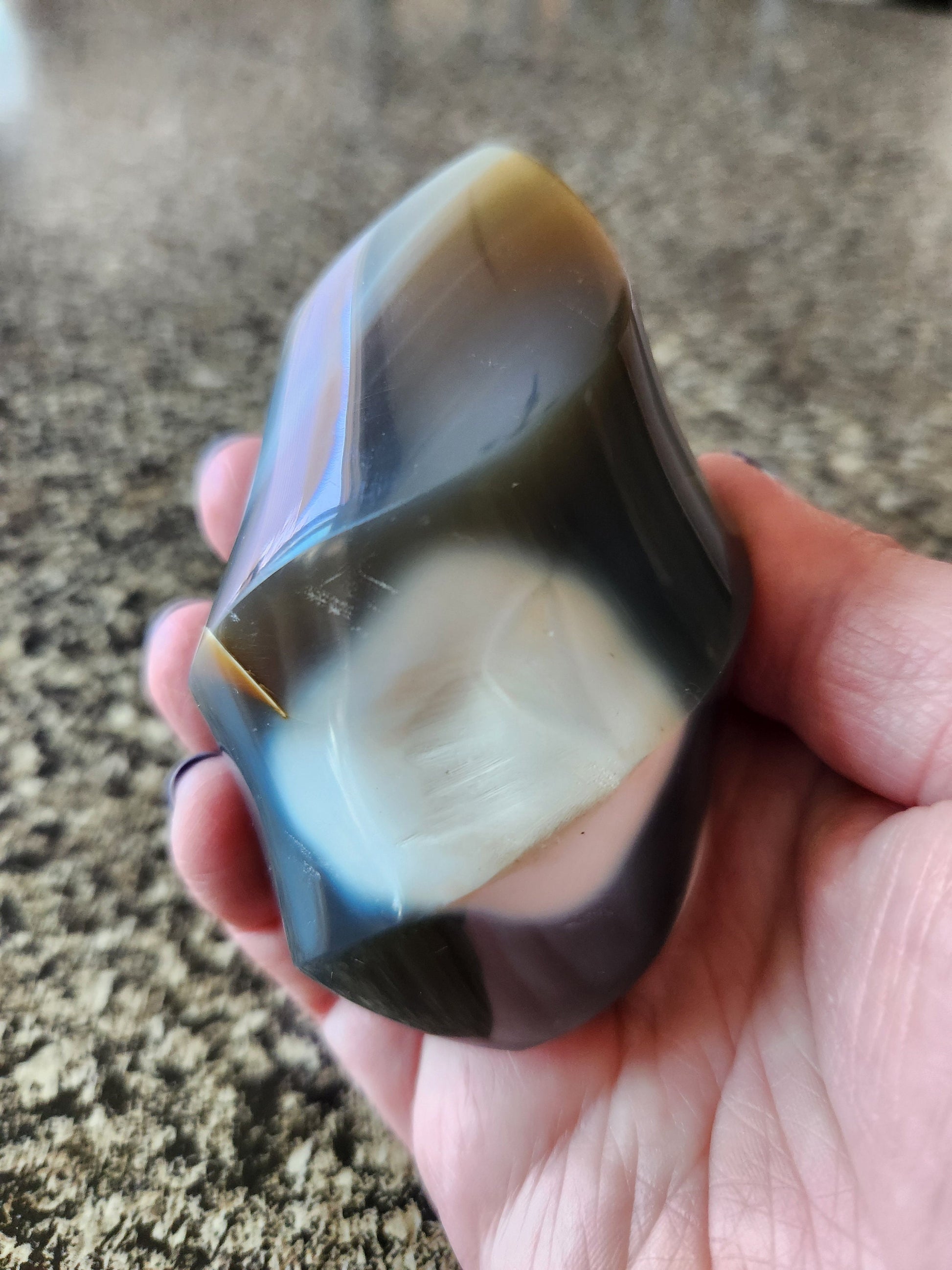 Pretty Orca Agate Crystal Twisted Flame with Buttery High Polish Rare