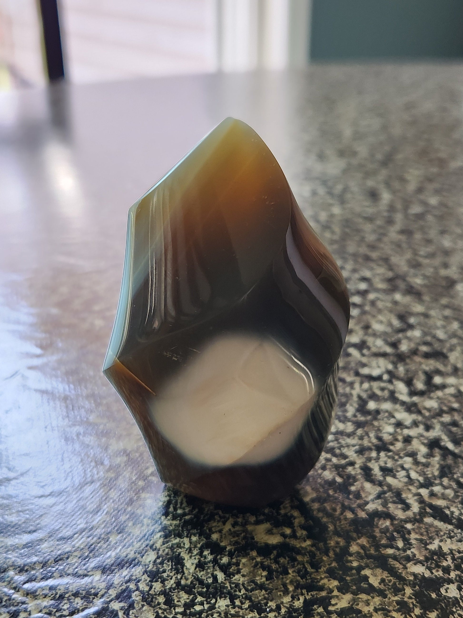 Pretty Orca Agate Crystal Twisted Flame with Buttery High Polish Rare