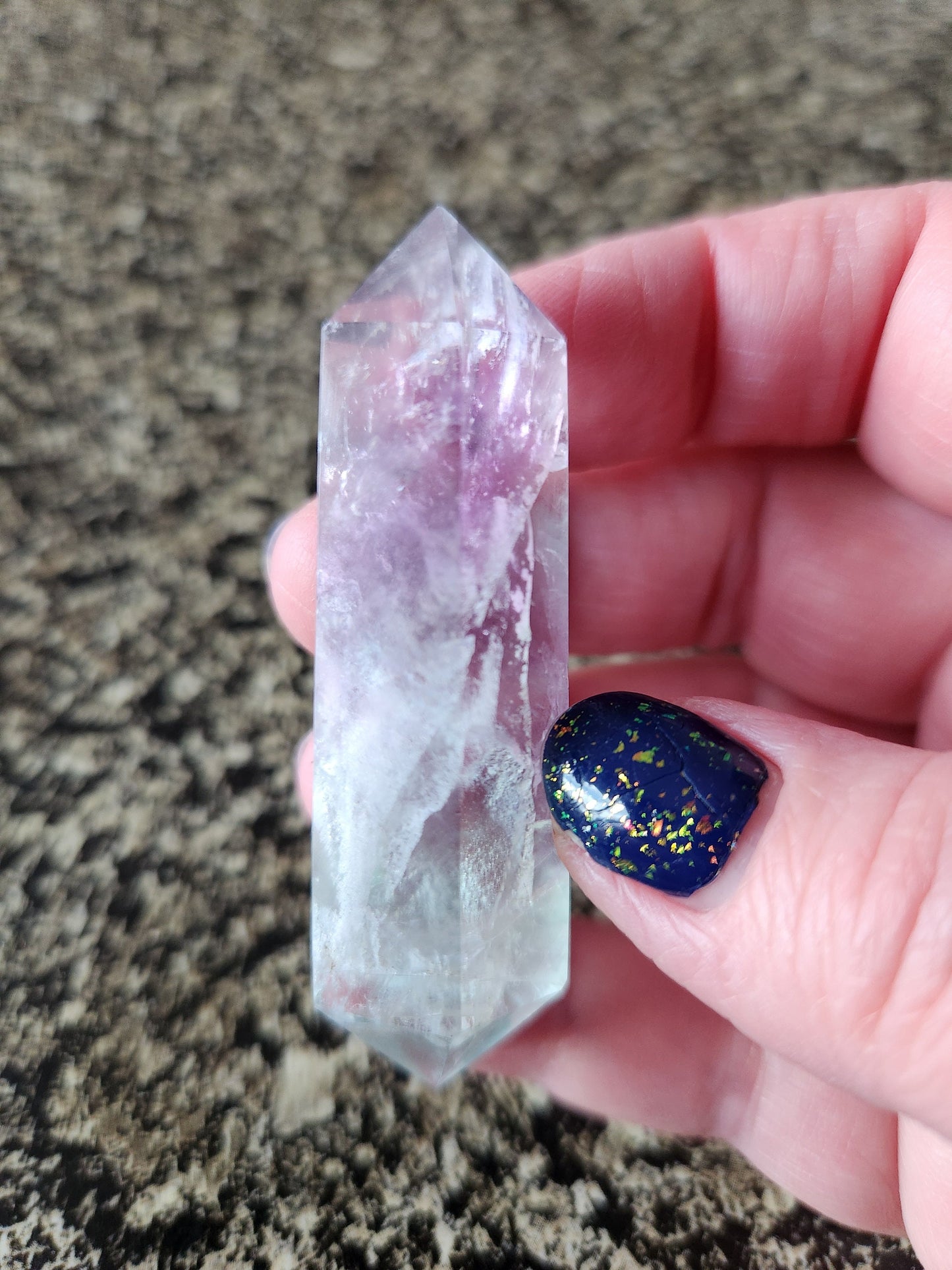 Gorgeous AAA Green & Purple Fluorite Crystal DT, Double Terminated Point