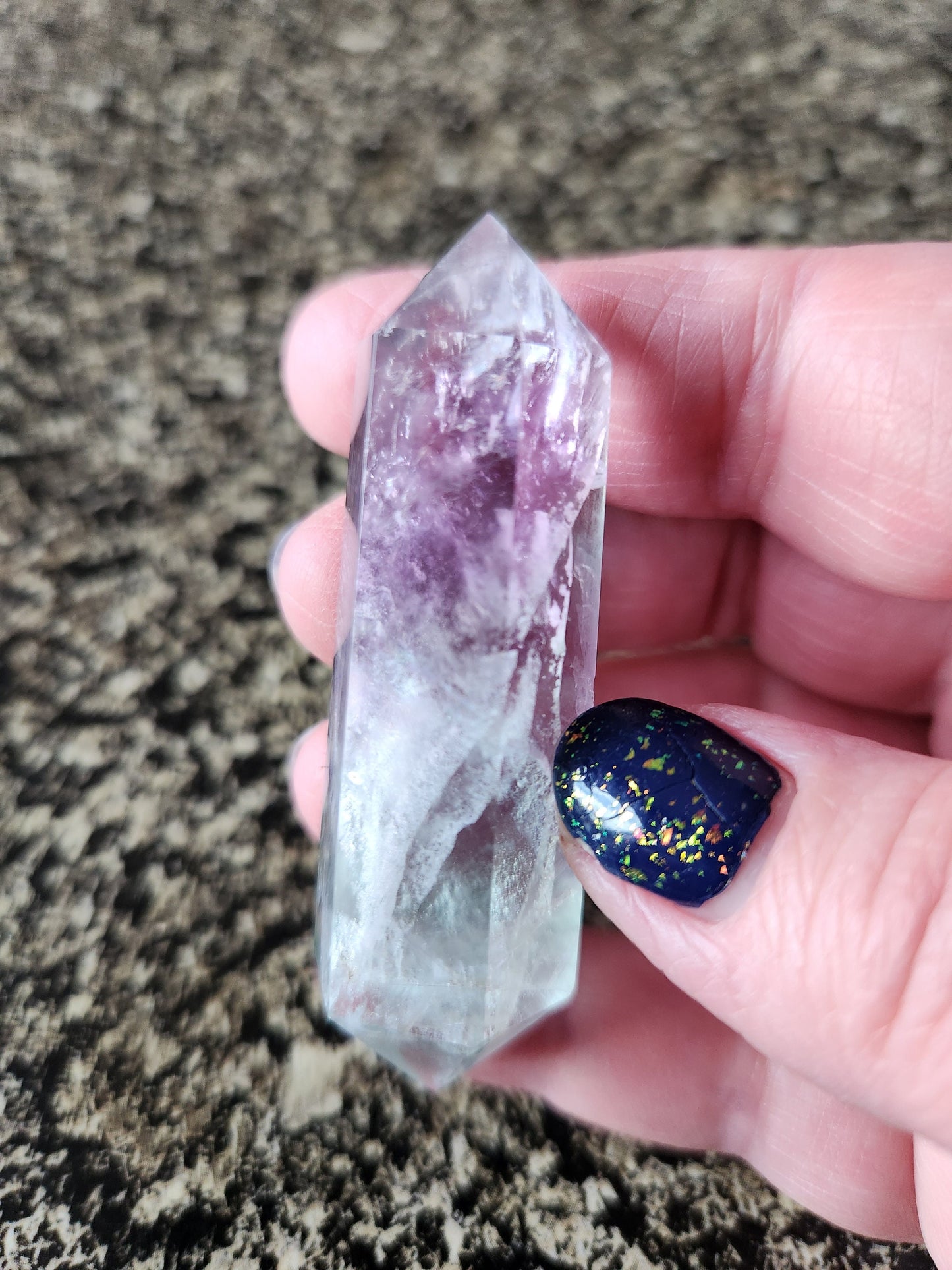 Gorgeous AAA Green & Purple Fluorite Crystal DT, Double Terminated Point