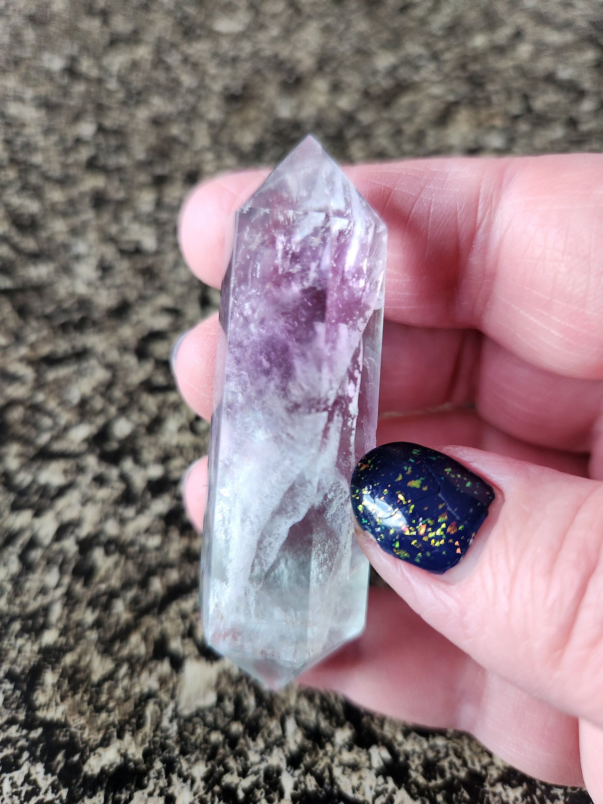 Gorgeous AAA Green & Purple Fluorite Crystal DT, Double Terminated Point