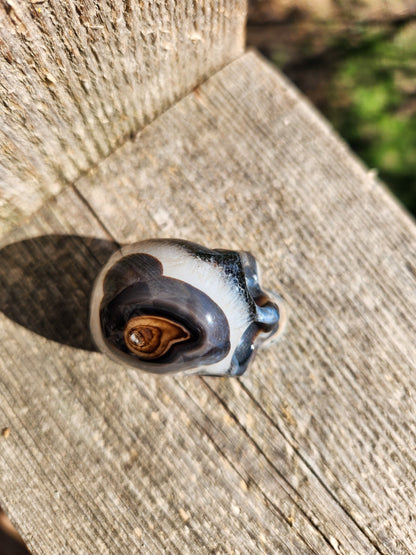 Black Onyx Skull: Hand Carved Agate Crystal, AAA Grade