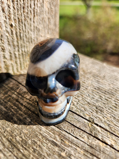 Black Onyx Skull: Hand Carved Agate Crystal, AAA Grade