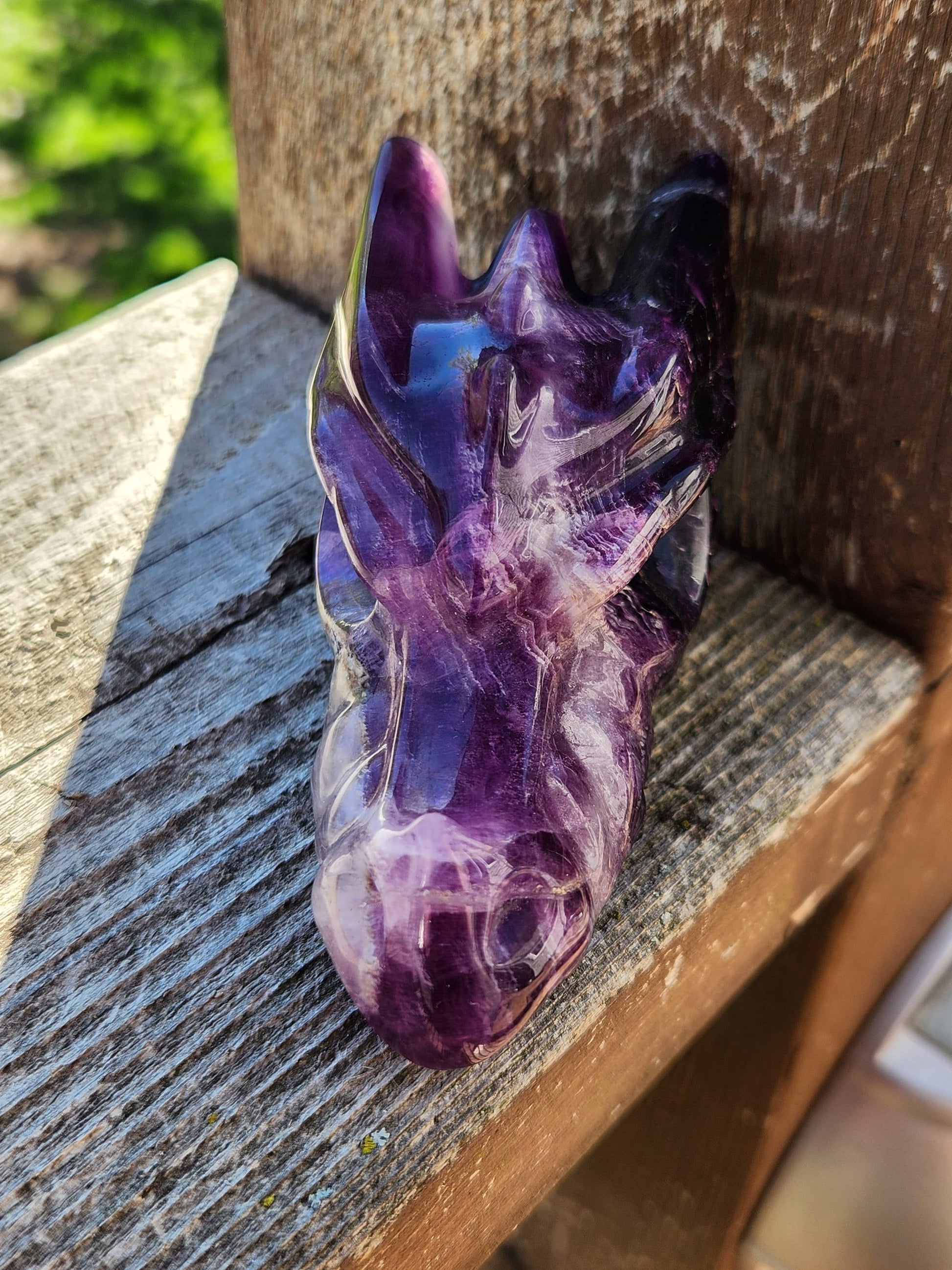 Beautiful AAA High Quality Purple Fluorite Unique Dragon Head Crystal, Dragon with Pyrite, DnD