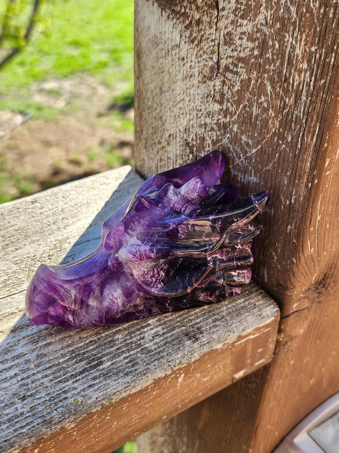 Beautiful AAA High Quality Purple Fluorite Unique Dragon Head Crystal, Dragon with Pyrite, DnD