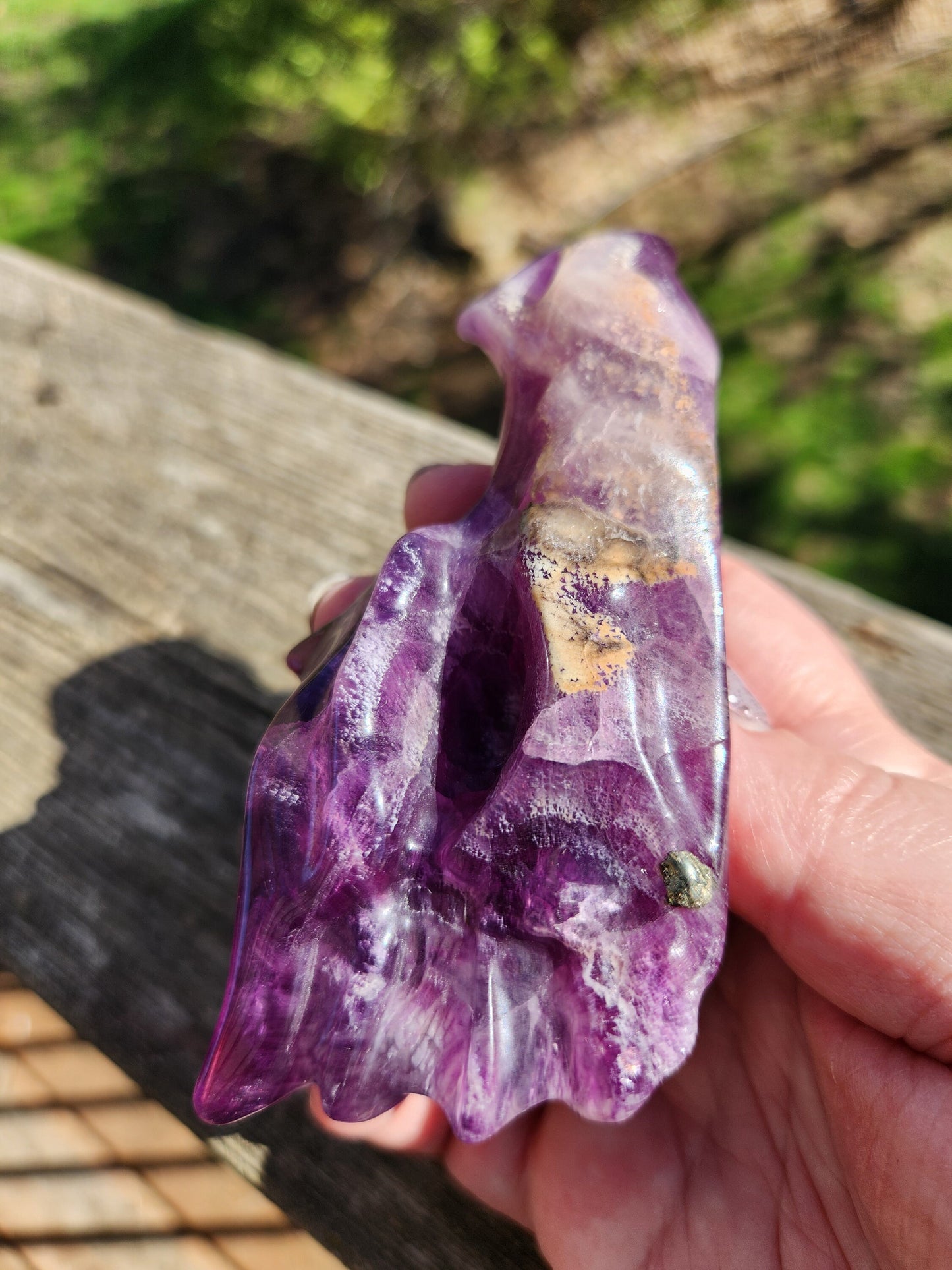 Beautiful AAA High Quality Purple Fluorite Unique Dragon Head Crystal, Dragon with Pyrite, DnD