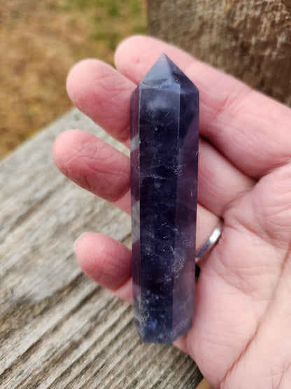 Rare Blue Fluorite Crystal Mini Tower Point, Wand