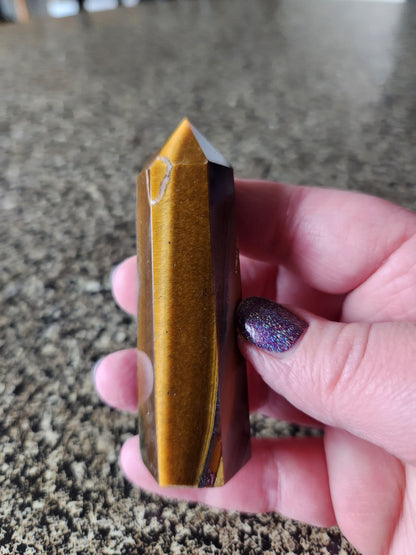 Tigers Eye Mini Tower with Hematite: Golden Shimmer Crystal