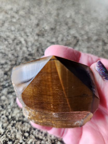 Polished Tigers Eye Crystal with Red Jasper & Hematite