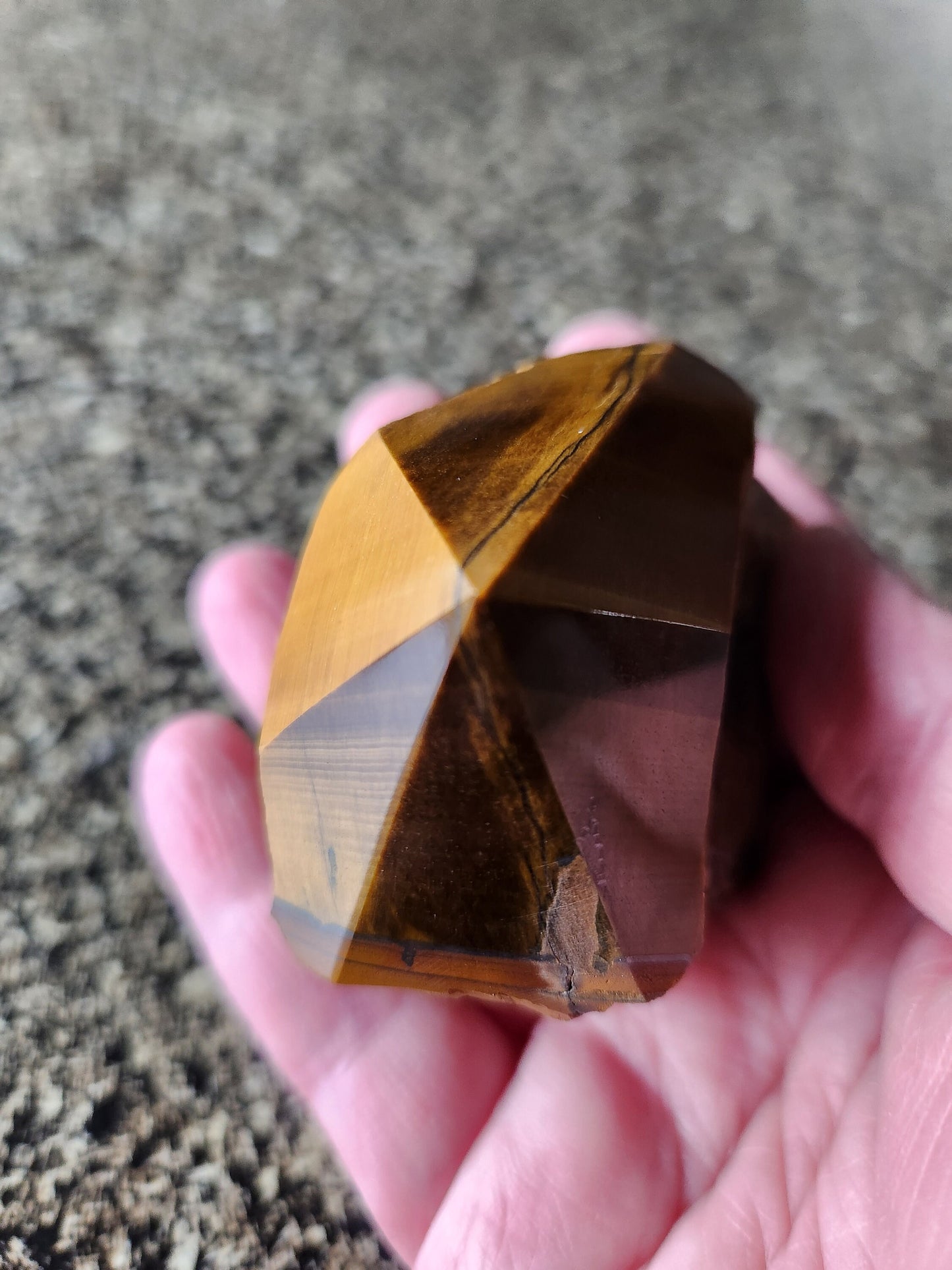 Polished Tigers Eye Crystal with Red Jasper & Hematite