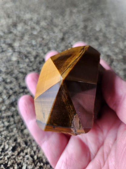 Polished Tigers Eye Crystal with Red Jasper & Hematite