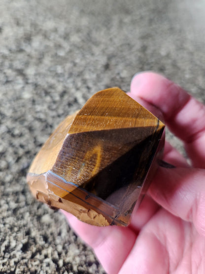 Polished Tigers Eye Crystal with Red Jasper & Hematite