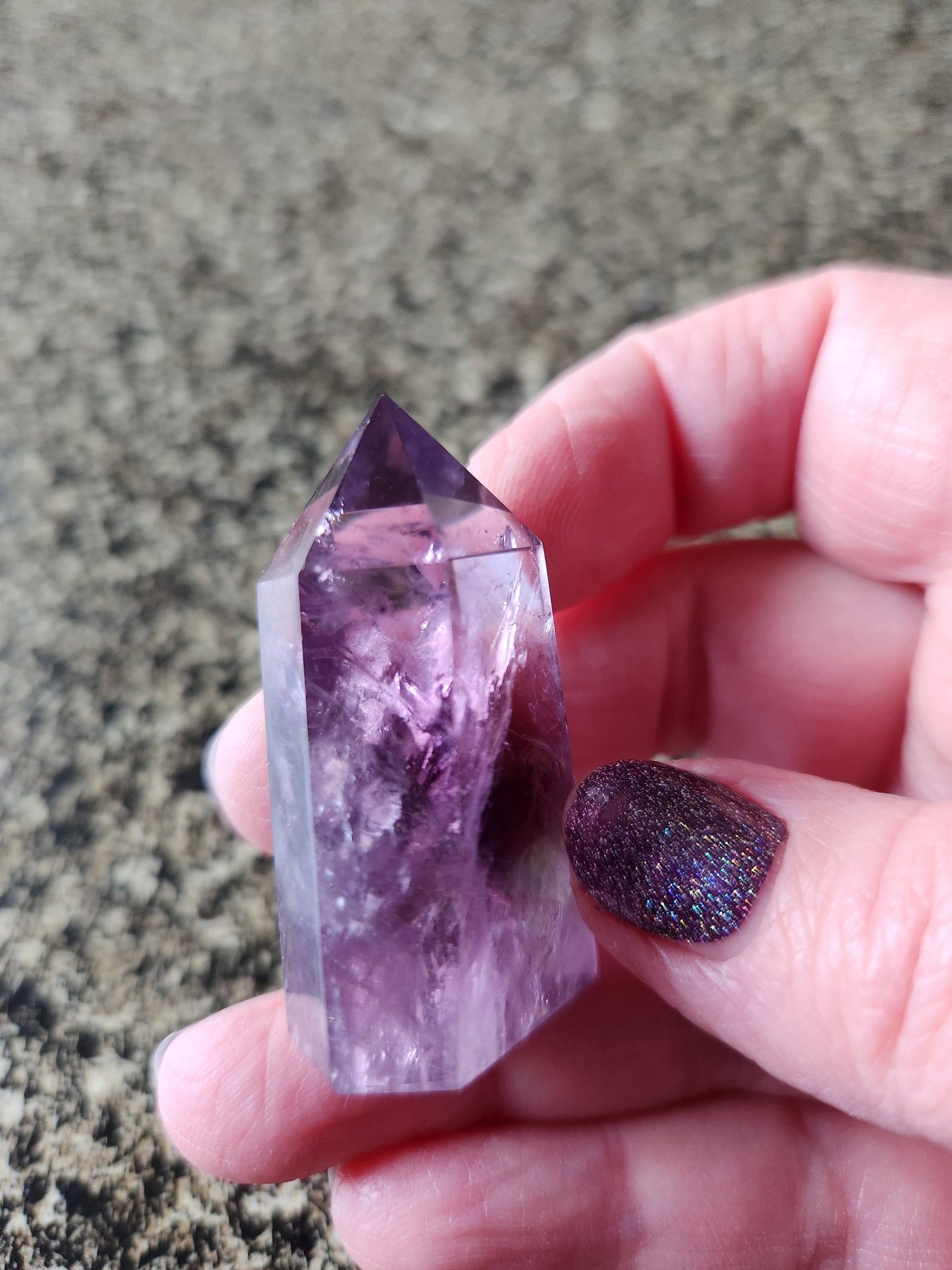 Gorgeous AAA Dark Purple Amethyst Ametrine Crystal 6 Pointed Mini Tower, Point