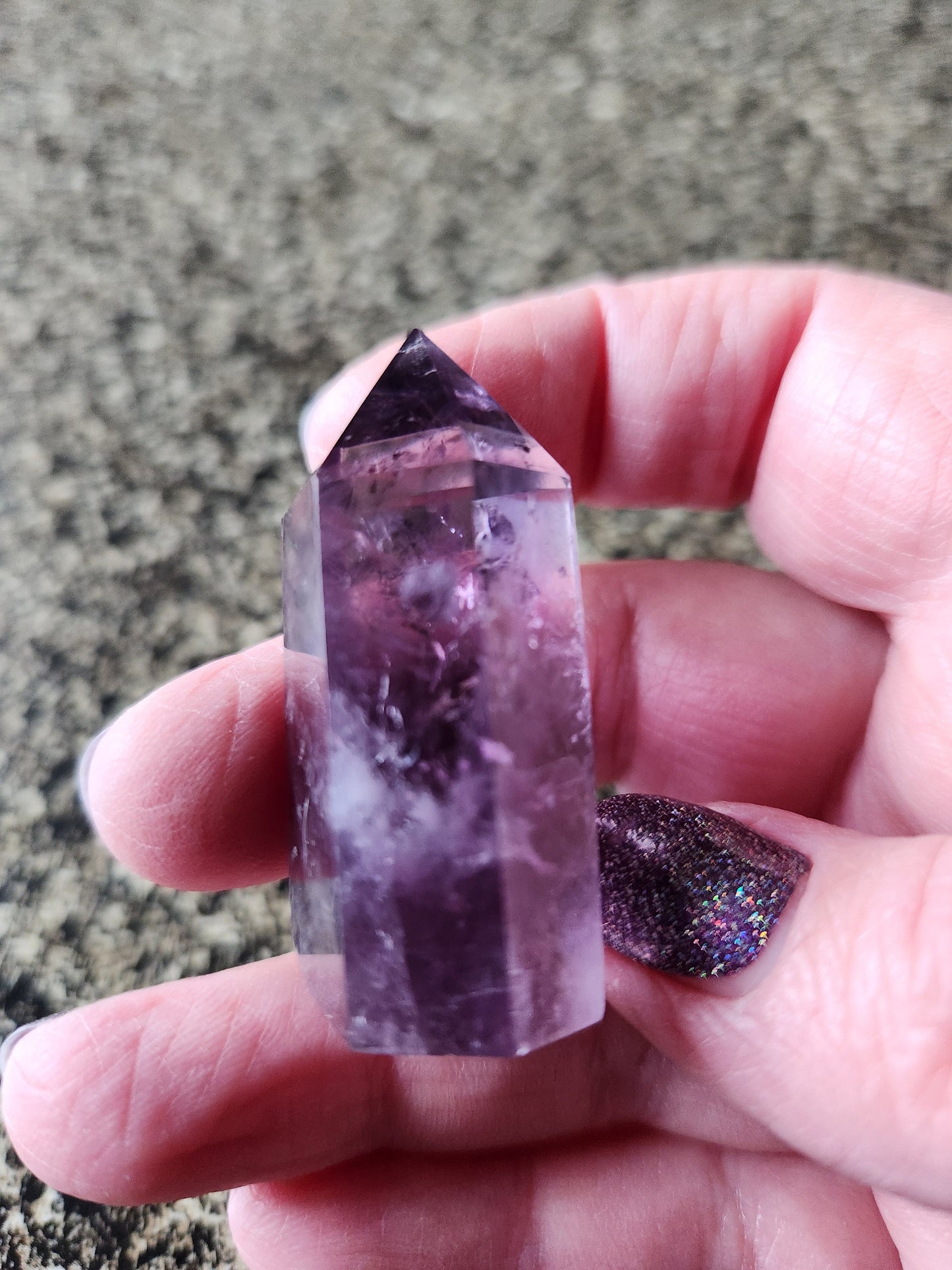 Gorgeous AAA Dark Purple Amethyst Ametrine Crystal 6 Pointed Mini Tower, Point