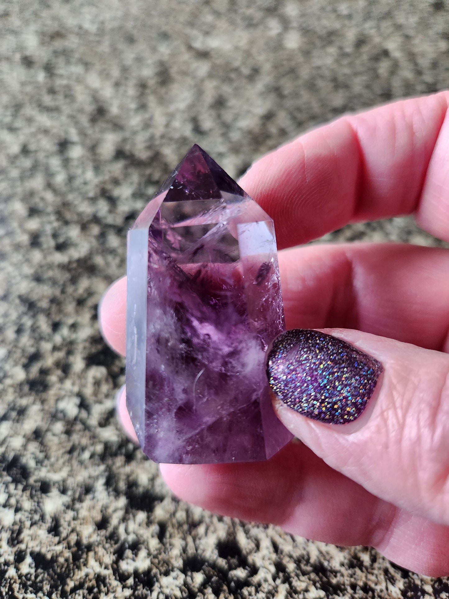 Gorgeous AAA Dark Purple Amethyst Ametrine Crystal 6 Pointed Mini Tower, Point