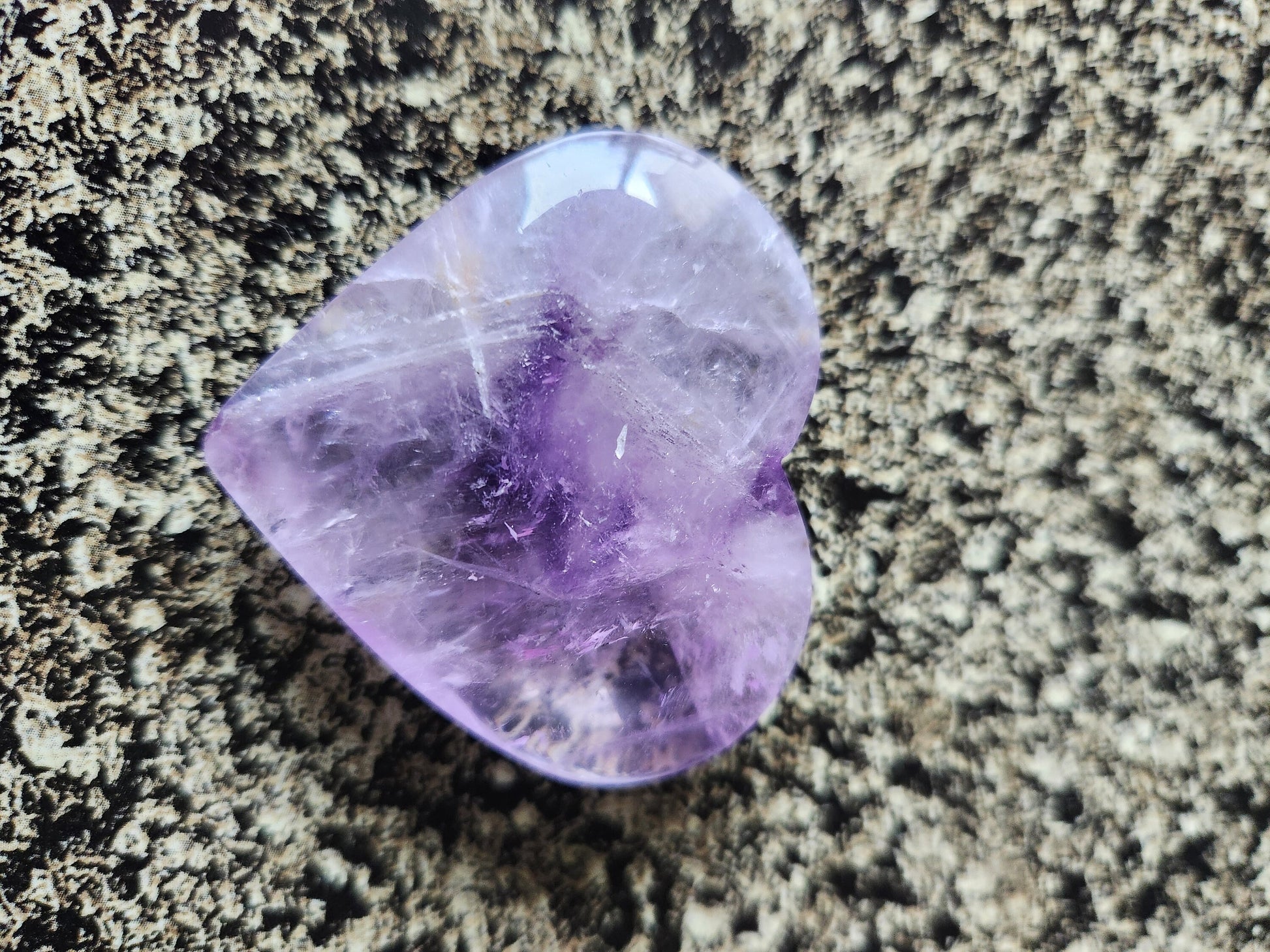 Gorgeous AAA Purple Amethyst Ametrine Crystal Carved Heart