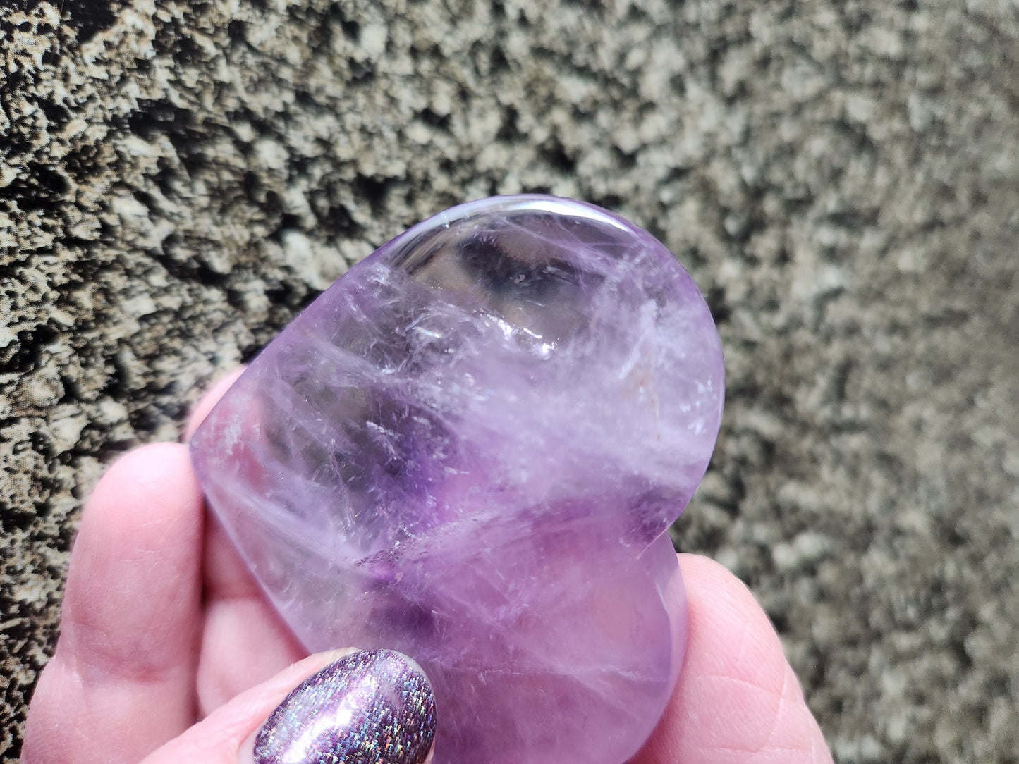 Gorgeous AAA Purple Amethyst Ametrine Crystal Carved Heart