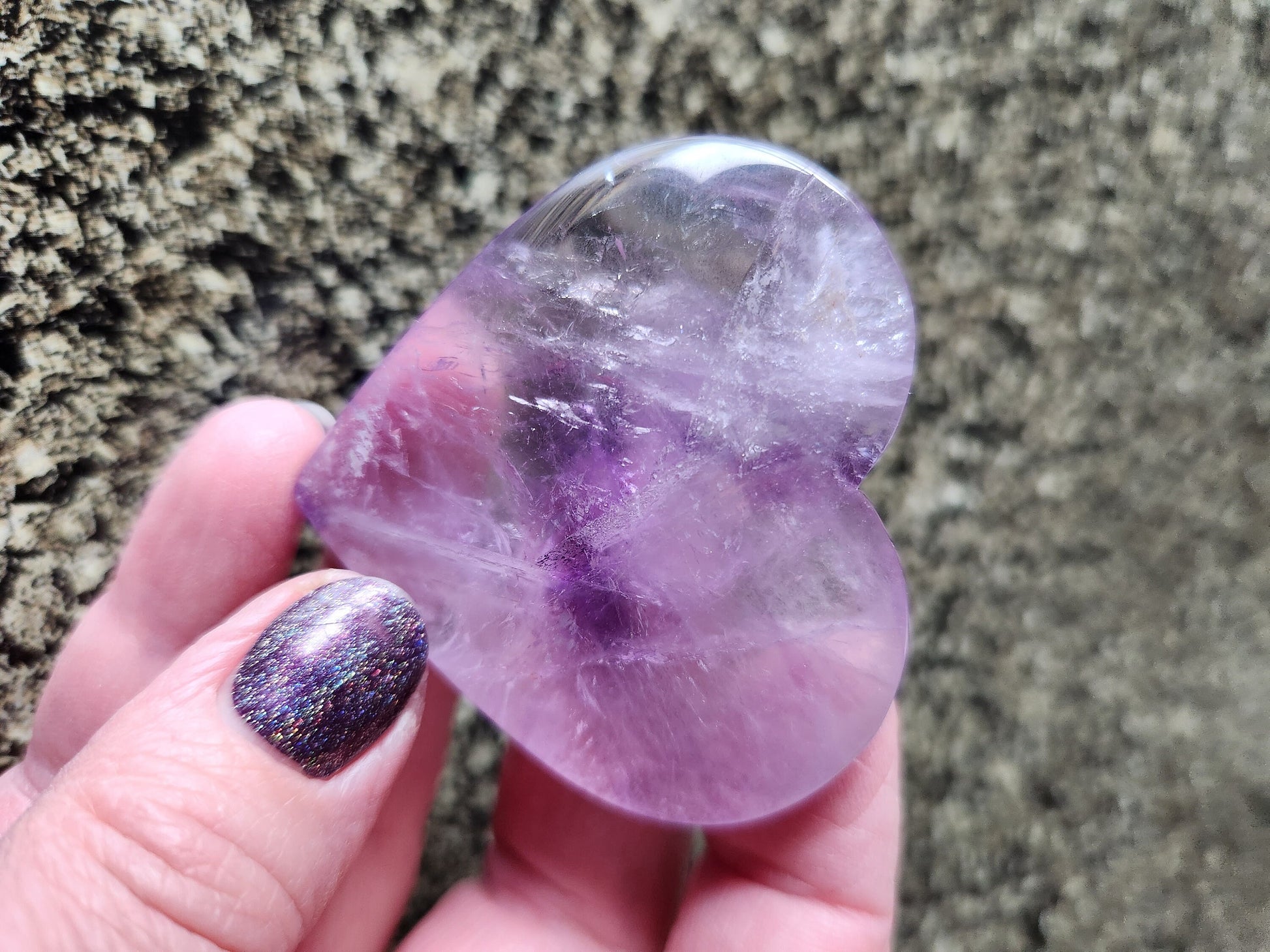 Gorgeous AAA Purple Amethyst Ametrine Crystal Carved Heart