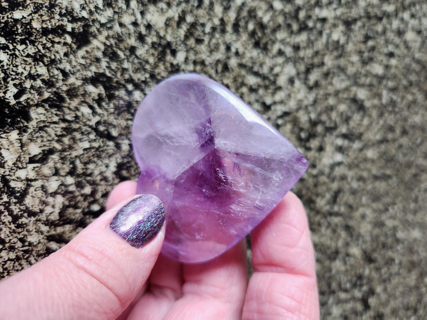 Gorgeous AAA Purple Amethyst Ametrine Crystal Carved Heart