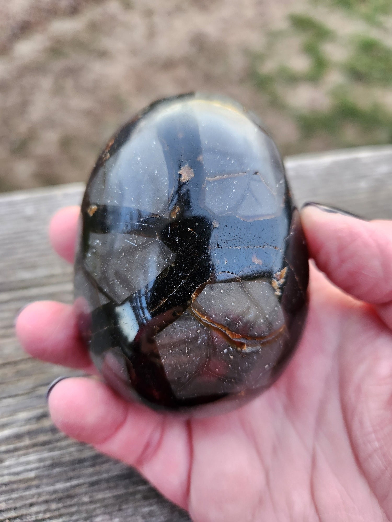 Beautiful AAA High Quality Septarian Dragon Rock Egg Crystal with stand