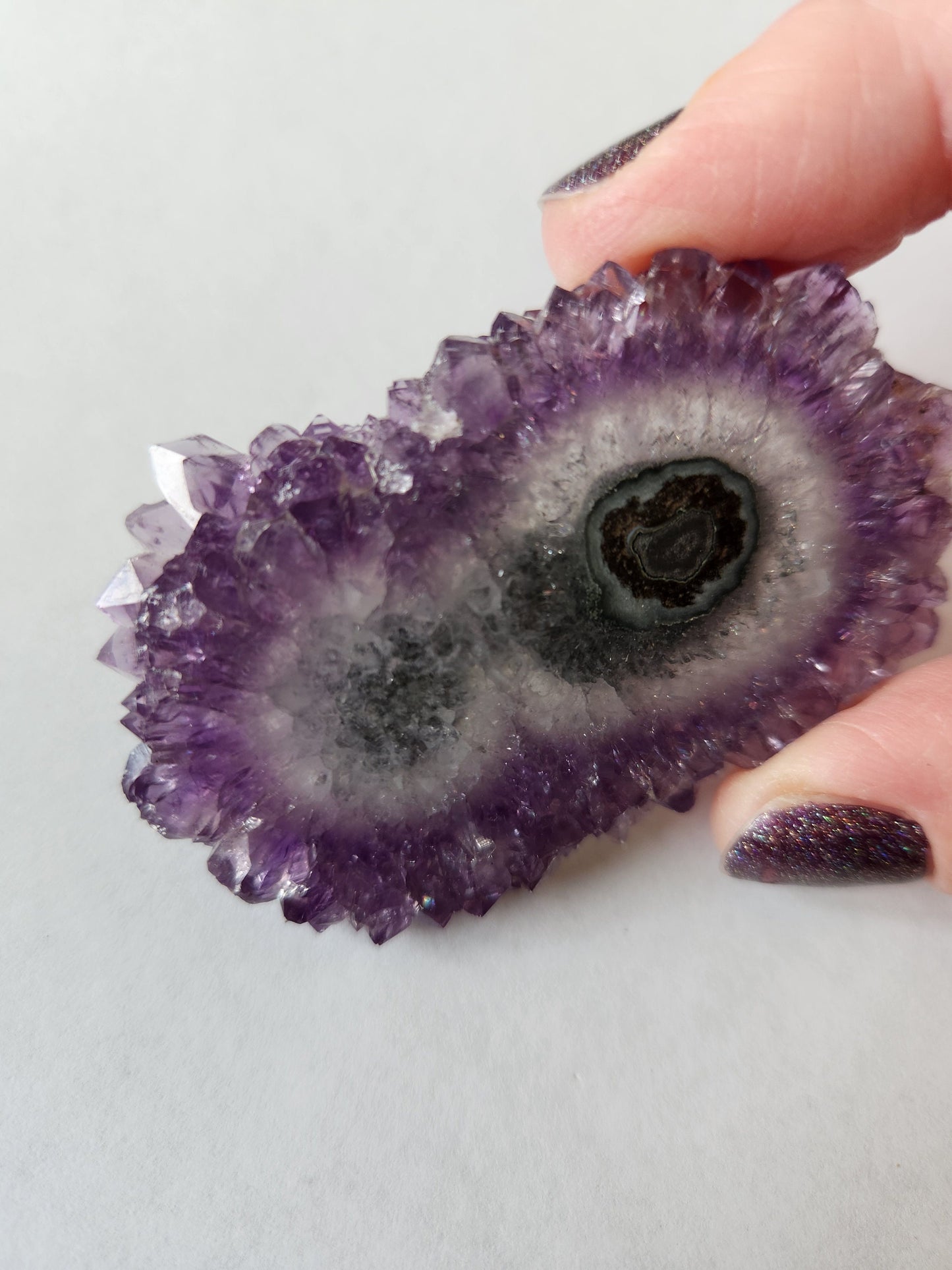 Gorgeous AAA Purple Amethyst Slice Crystal Specimen with  Beautiful Points and stand