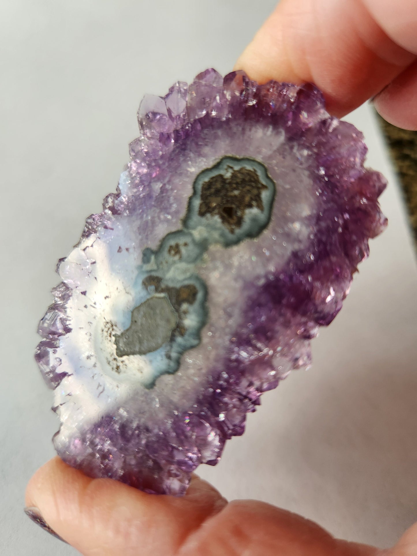 Gorgeous AAA Purple Amethyst Slice Crystal Specimen with  Beautiful Points and stand