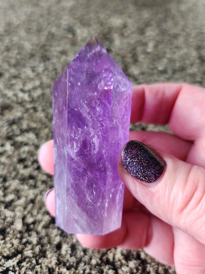 Dark Purple Amethyst Ametrine Crystal Point Tower: 6-Point Generator