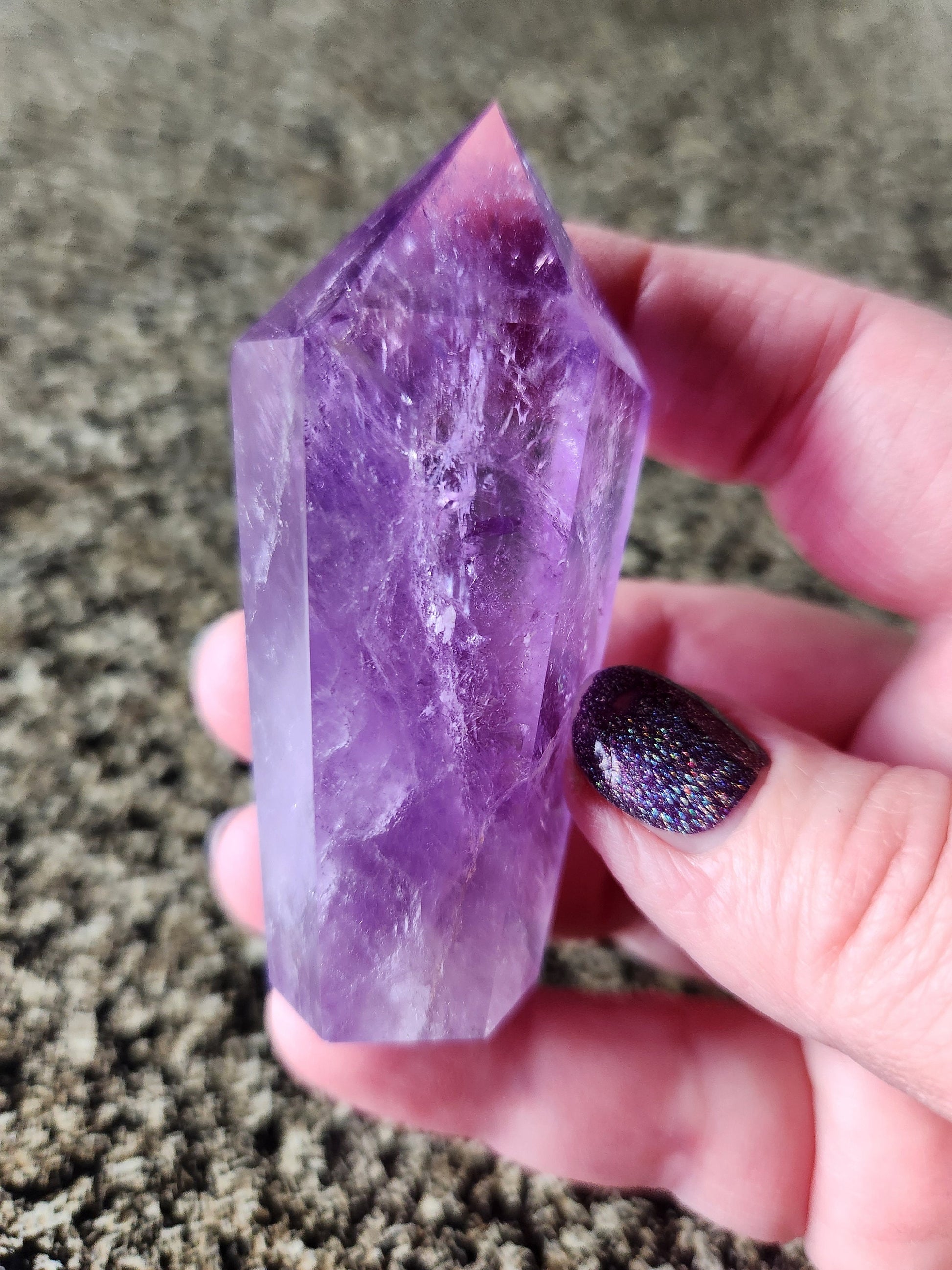 Dark Purple Amethyst Ametrine Crystal Point Tower: 6-Point Generator