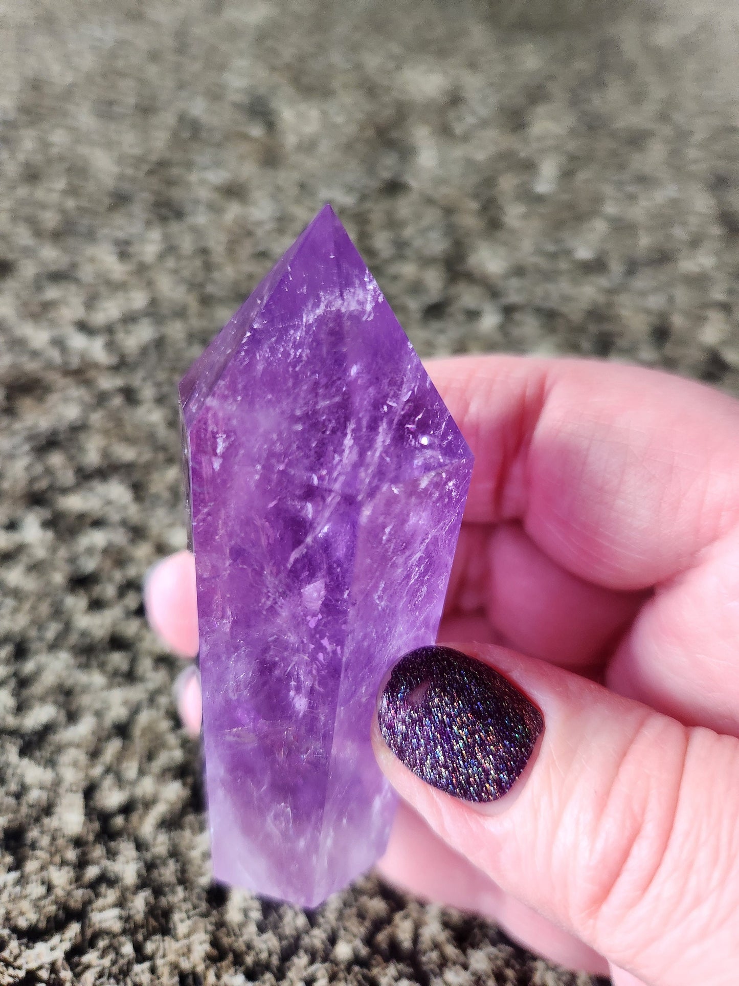 Dark Purple Amethyst Ametrine Crystal Point Tower: 6-Point Generator