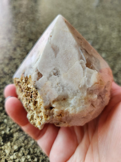 Pink Amethyst Crystal Point with Druzy Pockets